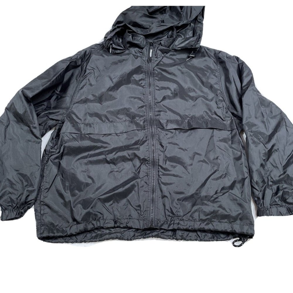 Eddie Bauer EBTEK Ripstop Windbreaker Jacket Mens Size M Black Full Zip Hooded